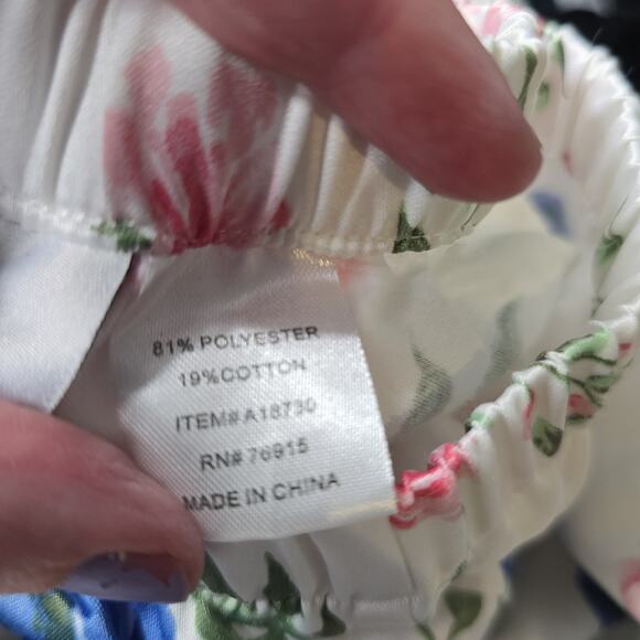 The Tog Shop Pajama Set Womens Medium Floral Pink Blue Satin - Picture 8 of 8